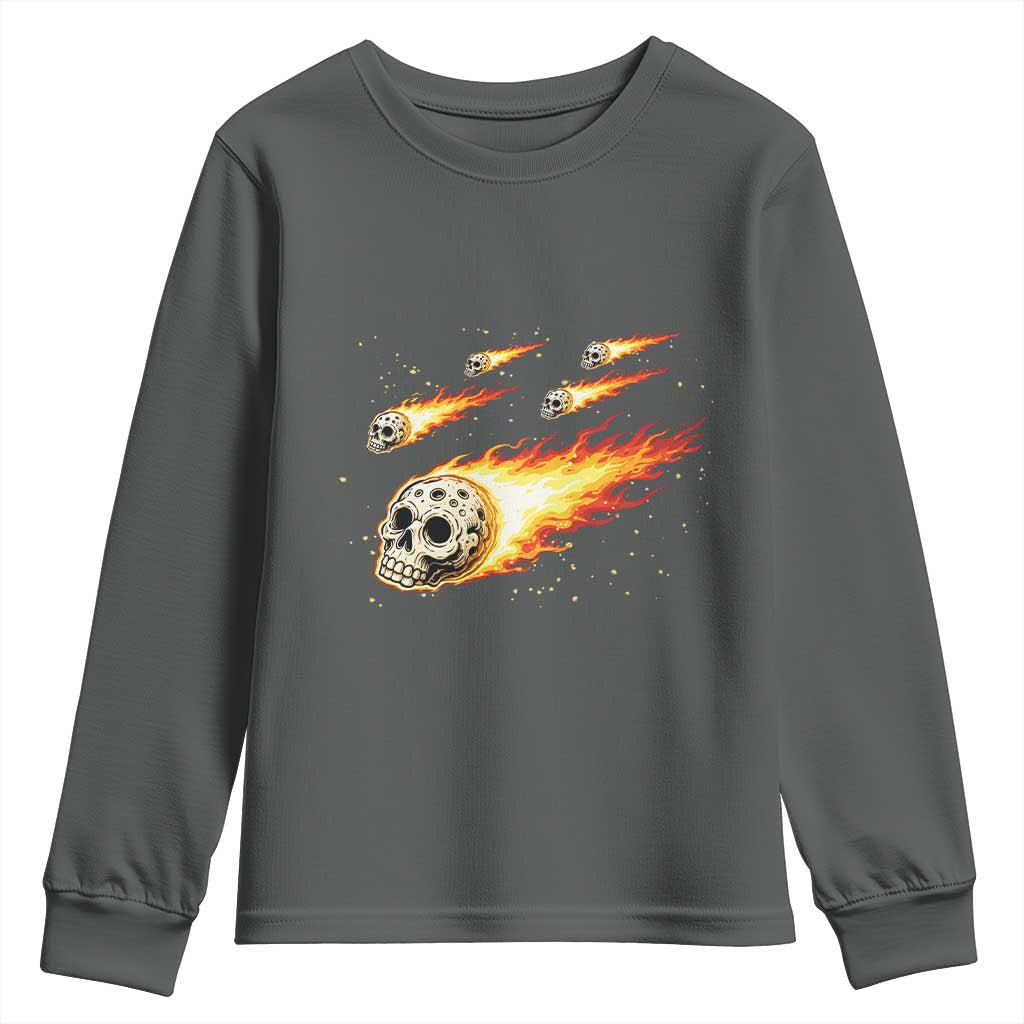Skull Meteorite Youth Sweatshirt Deep Space Asteroid Meteor Shower TS12 Dark Heather Print Your Wear