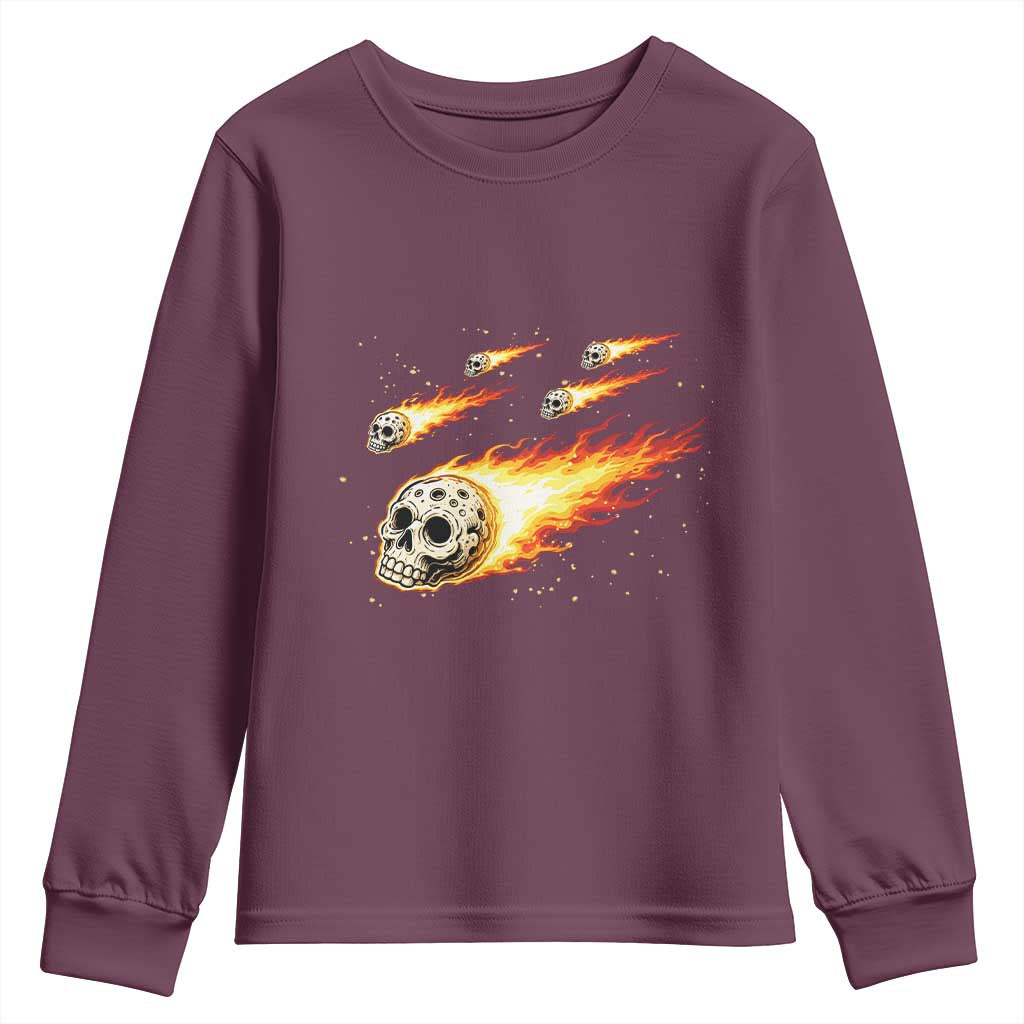 Skull Meteorite Youth Sweatshirt Deep Space Asteroid Meteor Shower TS12 Maroon Print Your Wear