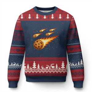 Cookie Meteor Shower Ugly Christmas Sweater Funny Space Dessert TS12 Navy Red Print Your Wear