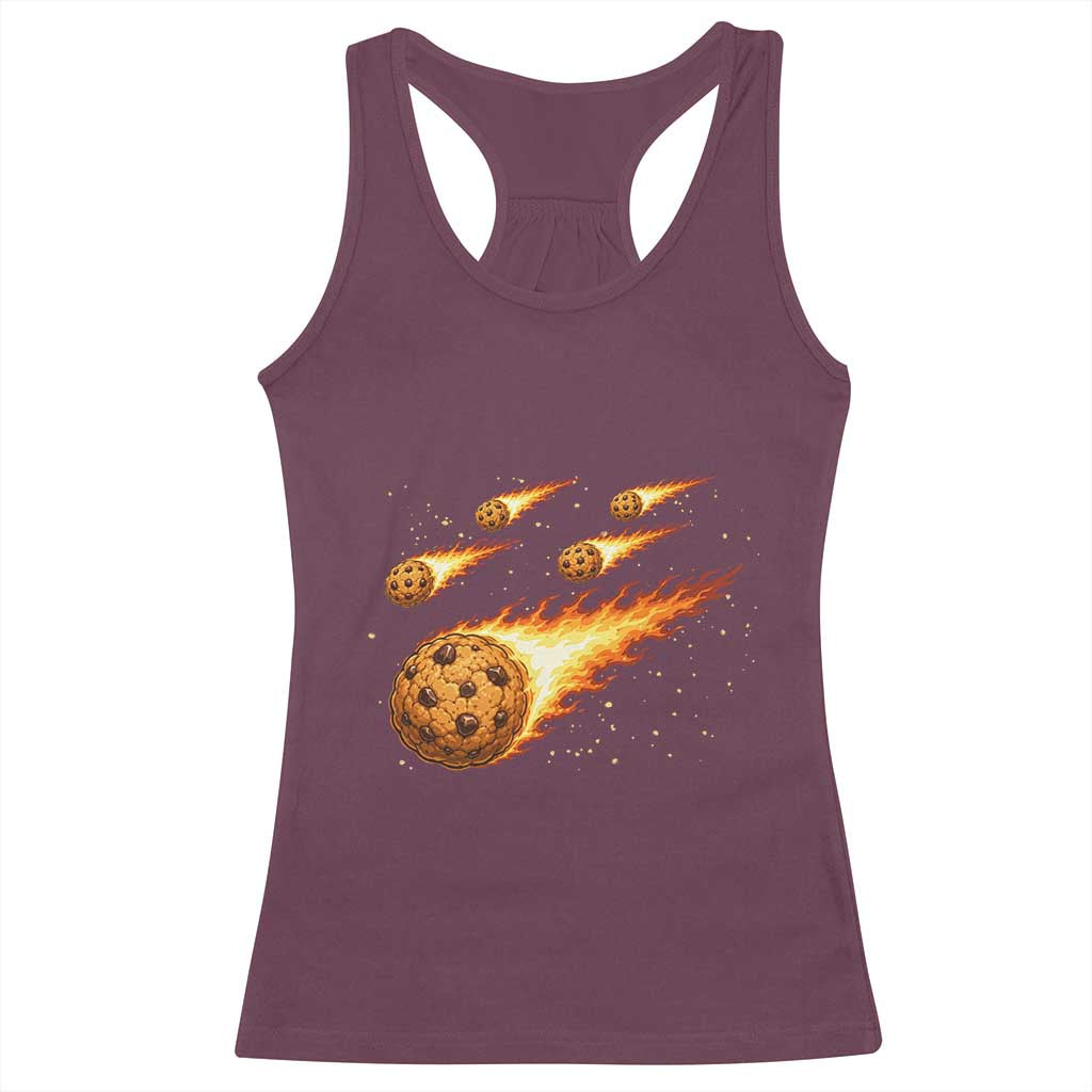 Cookie Meteor Shower Racerback Tank Top Funny Space Dessert TS12 Maroon Print Your Wear