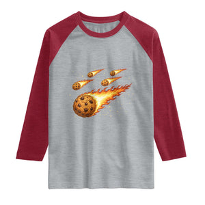Cookie Meteor Shower Raglan Shirt Funny Space Dessert TS12 Heather Gray Heather Red Print Your Wear