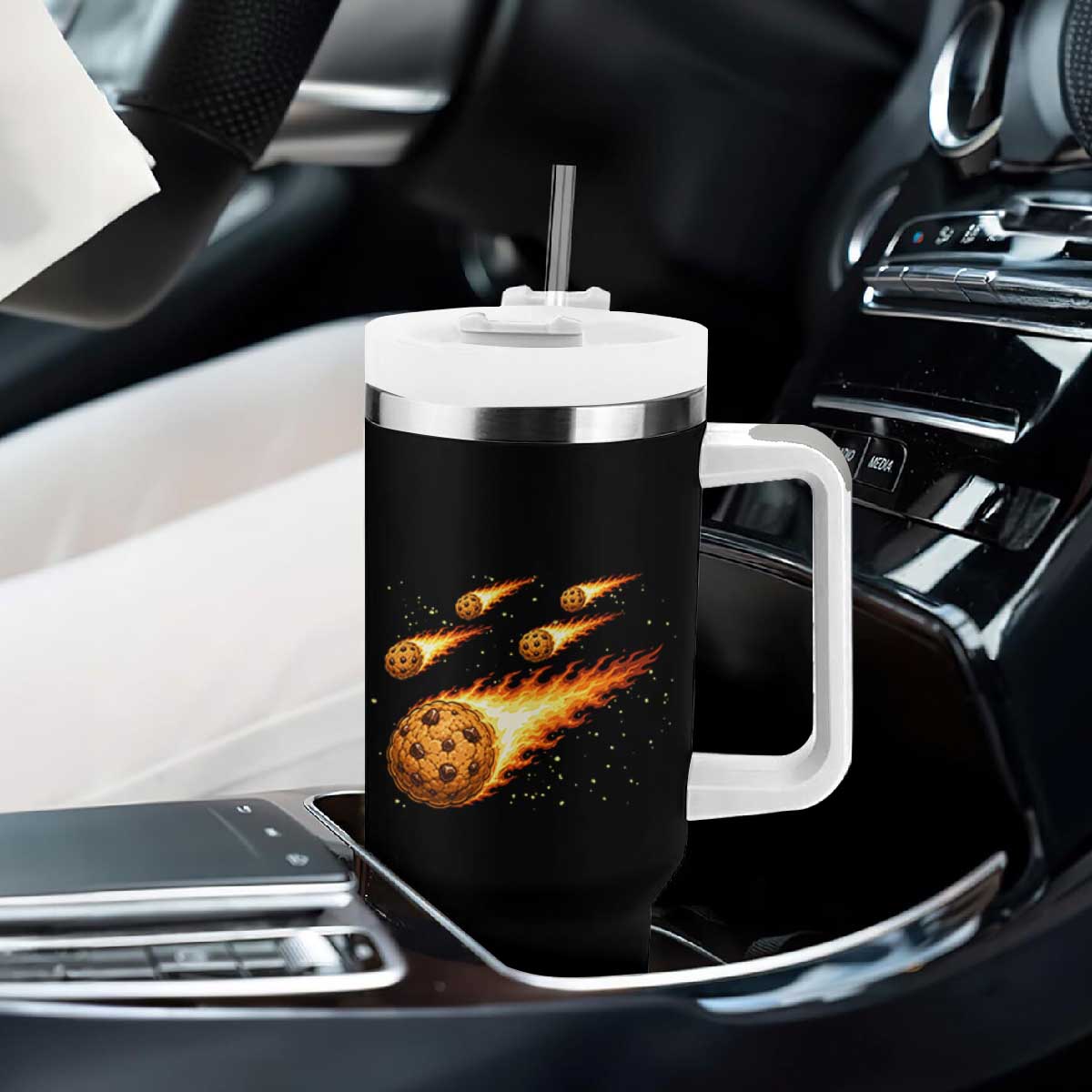 Cookie Meteor Shower Tumbler With Handle Funny Space Dessert TS12 Print Your Wear