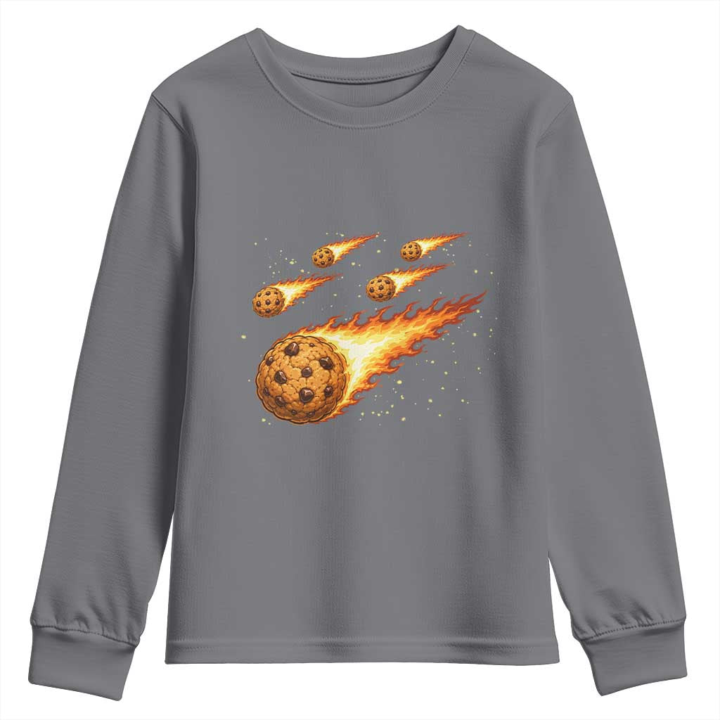 Cookie Meteor Shower Youth Sweatshirt Funny Space Dessert TS12 Charcoal Print Your Wear