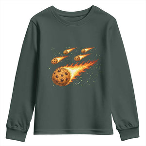Cookie Meteor Shower Youth Sweatshirt Funny Space Dessert TS12 Dark Forest Green Print Your Wear