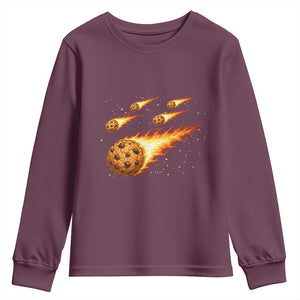 Cookie Meteor Shower Youth Sweatshirt Funny Space Dessert TS12 Maroon Print Your Wear