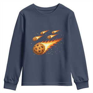 Cookie Meteor Shower Youth Sweatshirt Funny Space Dessert TS12 Navy Print Your Wear