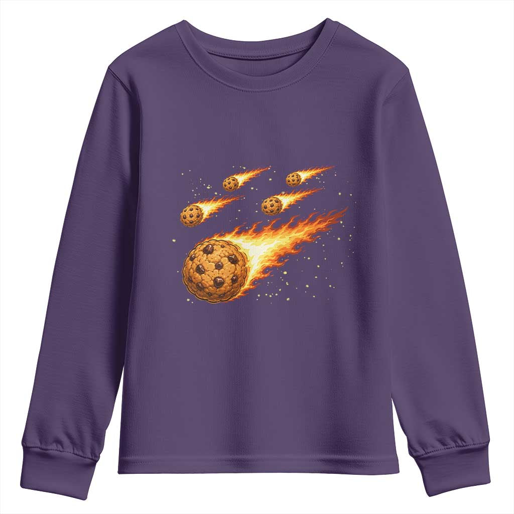 Cookie Meteor Shower Youth Sweatshirt Funny Space Dessert TS12 Purple Print Your Wear