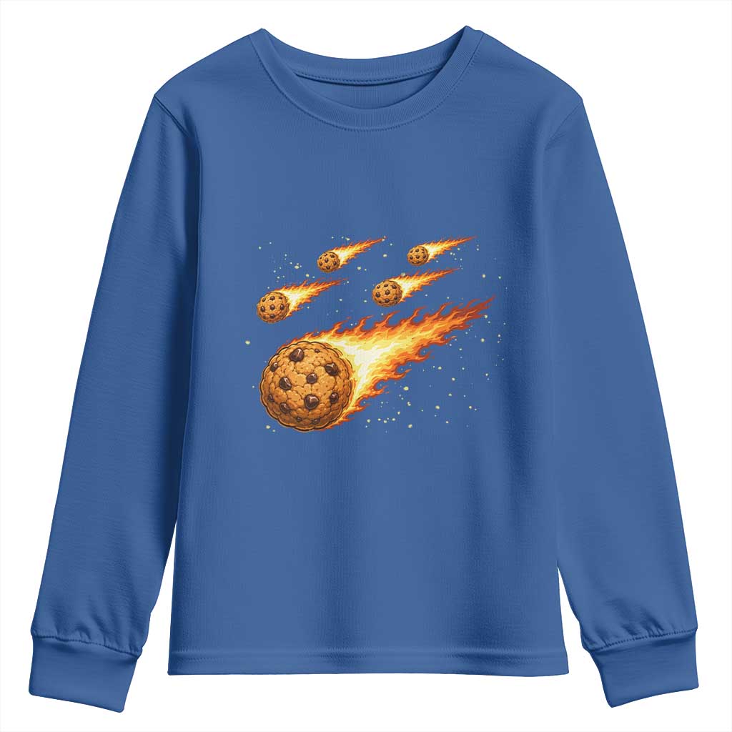 Cookie Meteor Shower Youth Sweatshirt Funny Space Dessert TS12 Royal Blue Print Your Wear