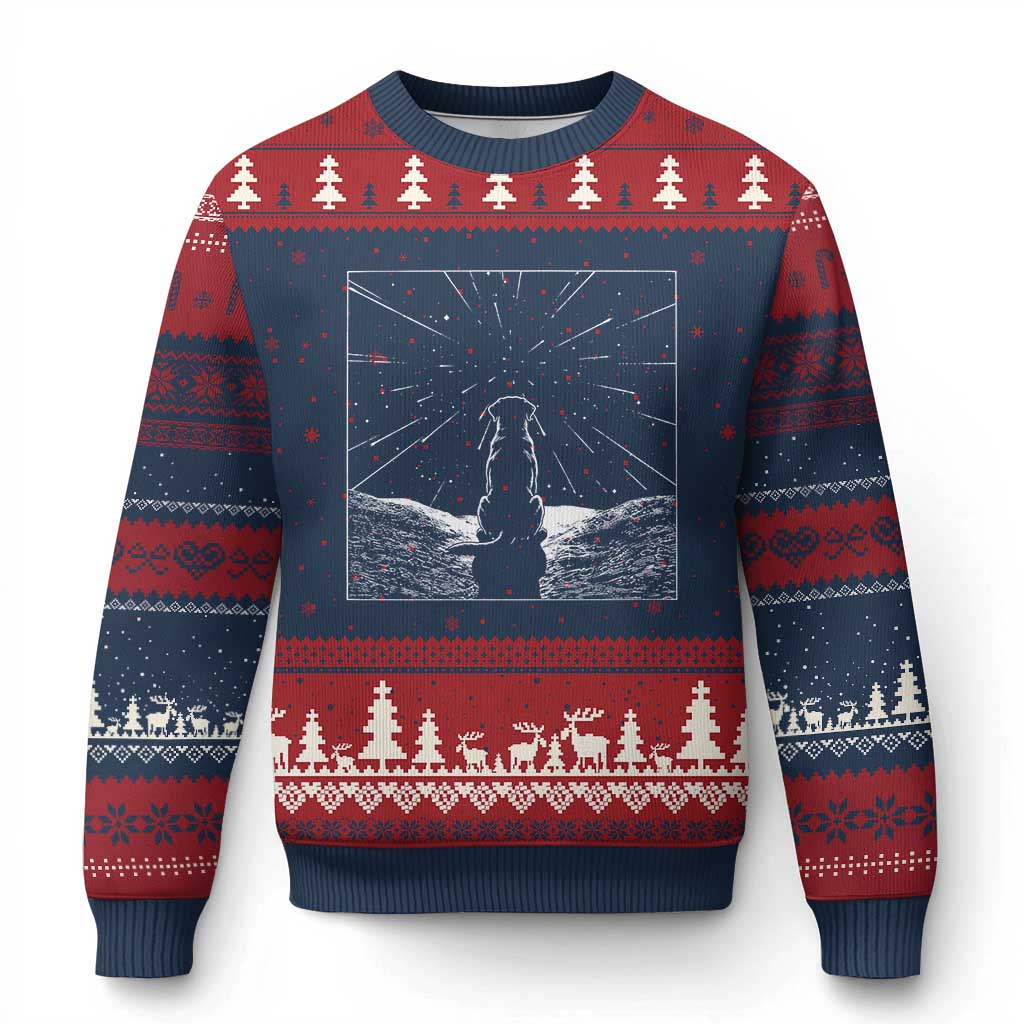 Meteor Shower Science Gift Ugly Christmas Sweater Dog Watching Stars TS12 Navy Red Print Your Wear