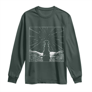 Meteor Shower Science Gift Long Sleeve Shirt Dog Watching Stars TS12 Dark Forest Green Print Your Wear