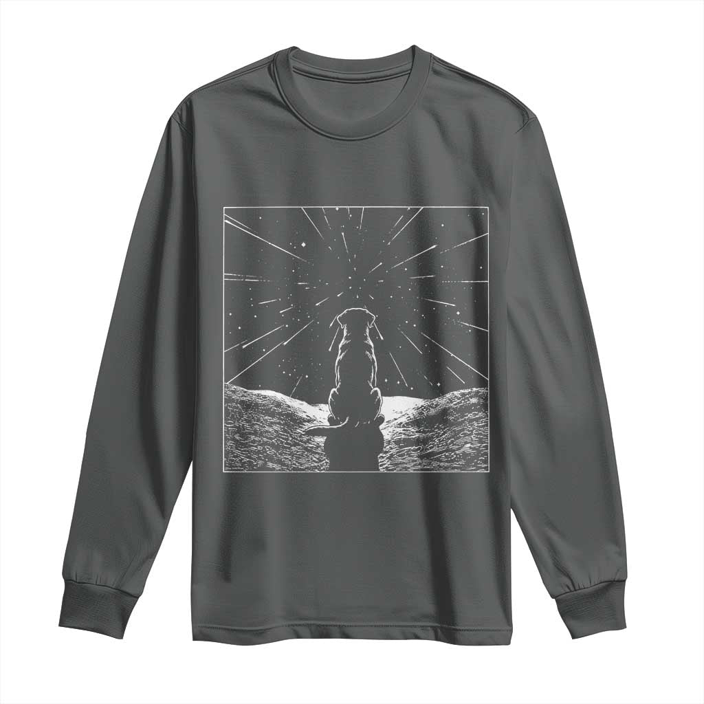 Meteor Shower Science Gift Long Sleeve Shirt Dog Watching Stars TS12 Dark Heather Print Your Wear