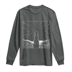 Meteor Shower Science Gift Long Sleeve Shirt Dog Watching Stars TS12 Dark Heather Print Your Wear