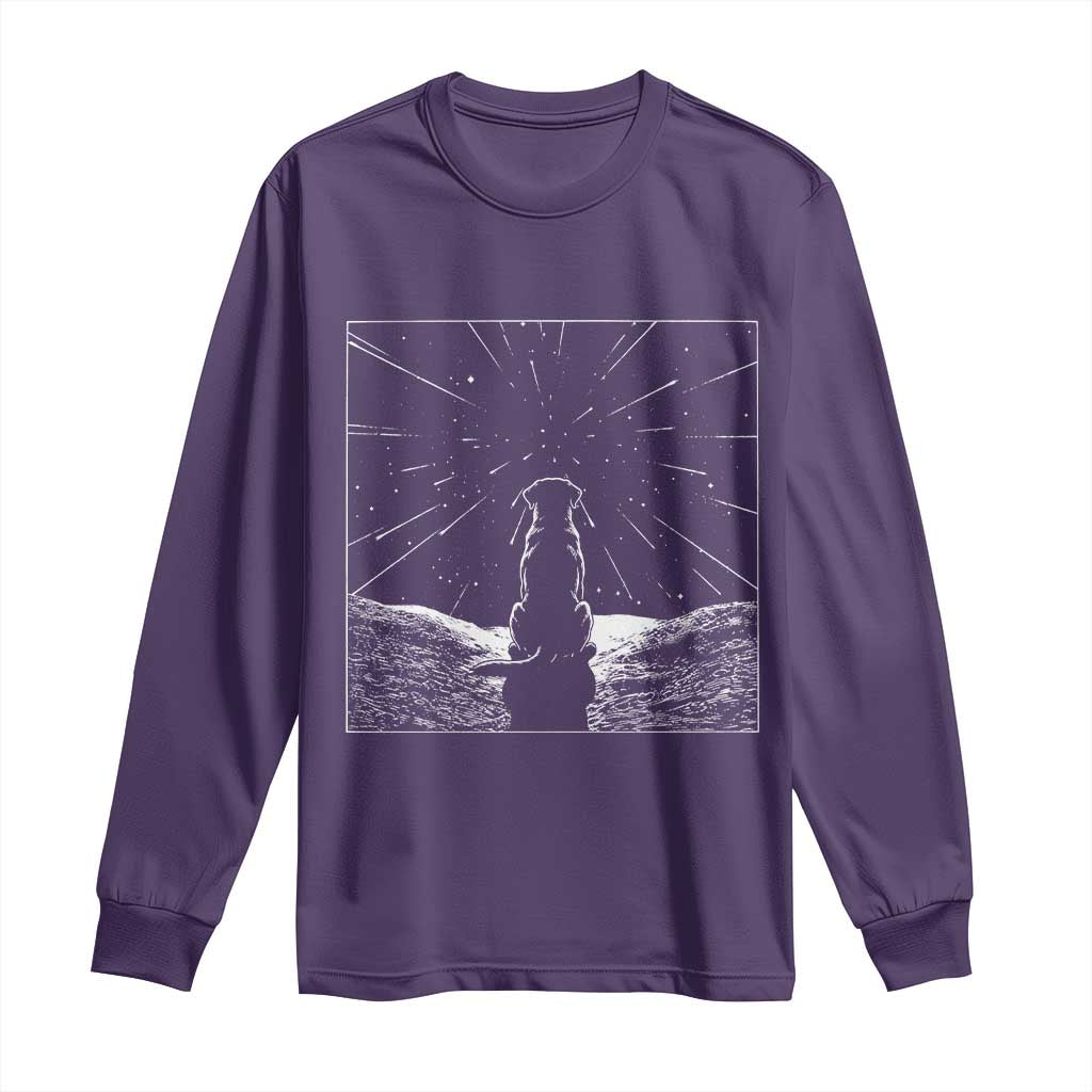Meteor Shower Science Gift Long Sleeve Shirt Dog Watching Stars TS12 Purple Print Your Wear