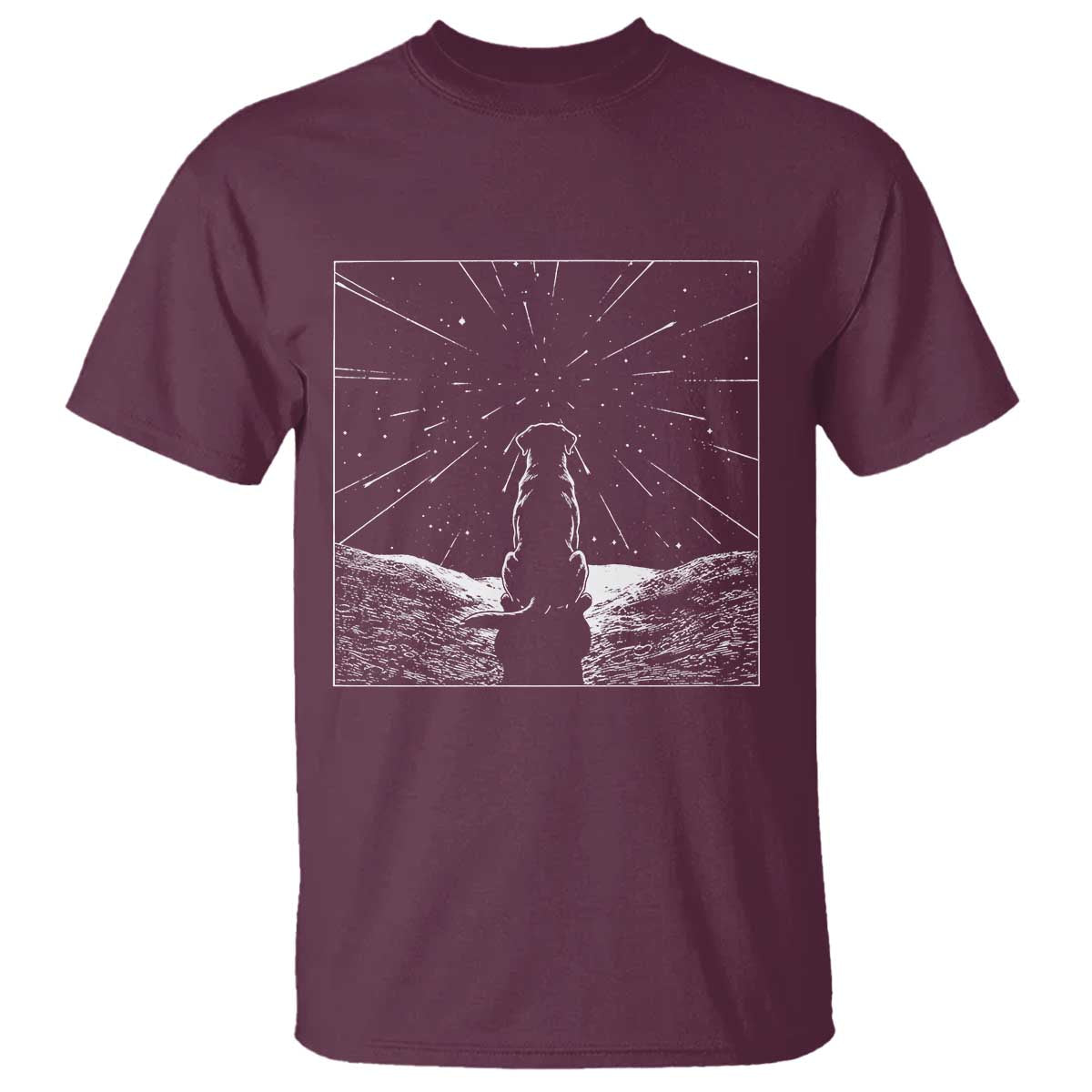 Meteor Shower Science Gift T Shirt Dog Watching Stars TS12 Maroon Print Your Wear