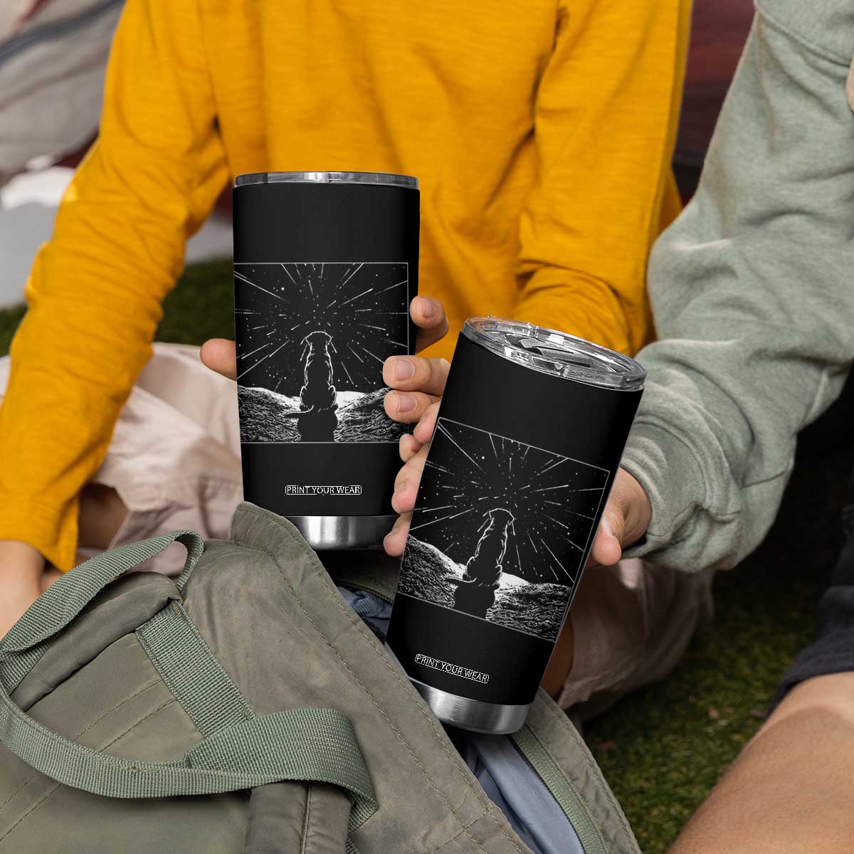 Meteor Shower Science Gift Tumbler Cup Dog Watching Stars TS12 Print Your Wear
