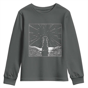 Meteor Shower Science Gift Youth Sweatshirt Dog Watching Stars TS12 Dark Heather Print Your Wear