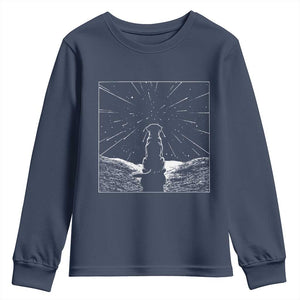 Meteor Shower Science Gift Youth Sweatshirt Dog Watching Stars TS12 Navy Print Your Wear