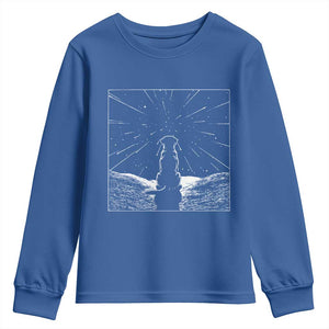 Meteor Shower Science Gift Youth Sweatshirt Dog Watching Stars TS12 Royal Blue Print Your Wear