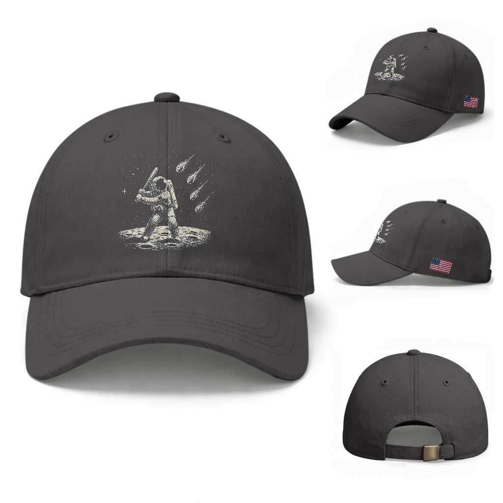 Funny Astronaut Smashing Meteors In Space Baseball Cap Astronomy Lover Gift TS12 Baseball Cap Universal Fit Dark Gray Print Your Wear