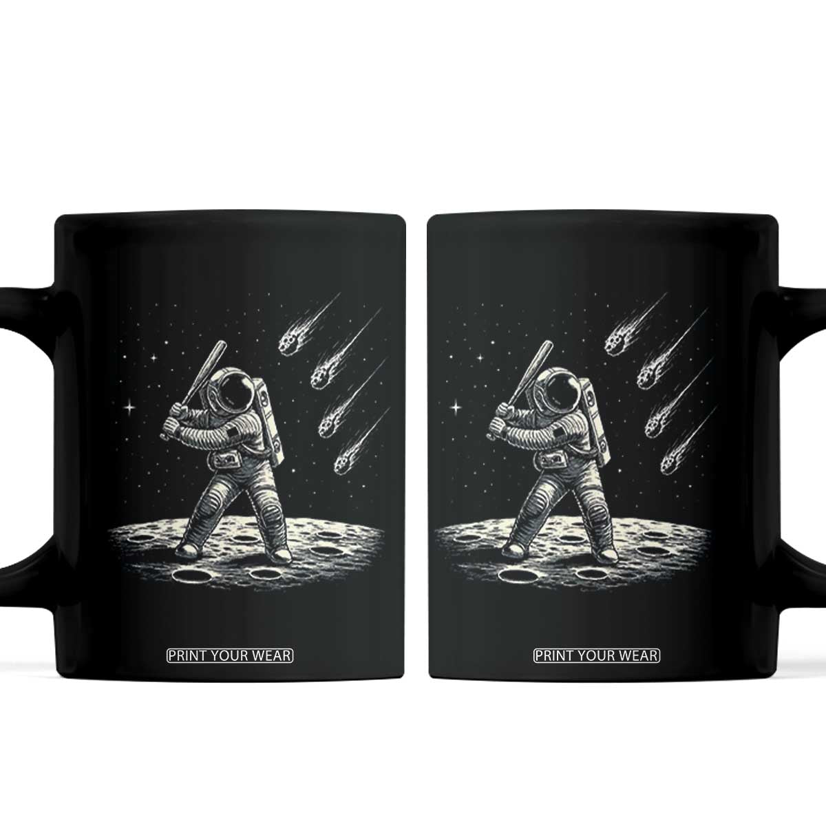 Funny Astronaut Smashing Meteors In Space Coffee Mug Astronomy Lover Gift TS12 Black Print Your Wear