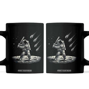 Funny Astronaut Smashing Meteors In Space Coffee Mug Astronomy Lover Gift TS12 Black Print Your Wear