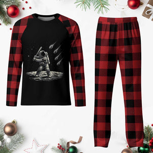 Funny Astronaut Smashing Meteors In Space Plaid Pajama Set Astronomy Lover Gift TS12 Buffalo Plaid Print Your Wear
