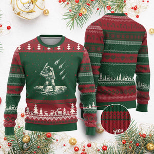 Funny Astronaut Smashing Meteors In Space Ugly Christmas Sweater Astronomy Lover Gift TS12 Red Green Print Your Wear