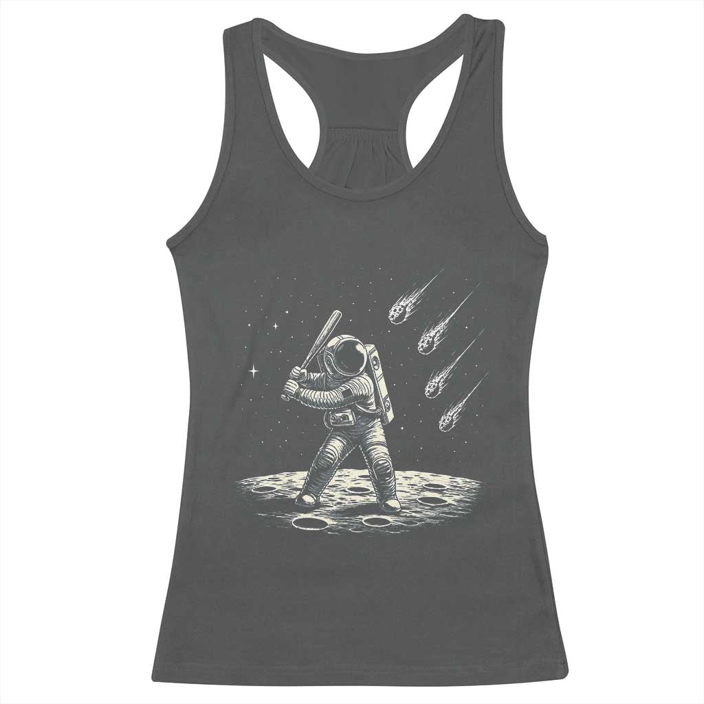 Funny Astronaut Smashing Meteors In Space Racerback Tank Top Astronomy Lover Gift TS12 Dark Heather Print Your Wear