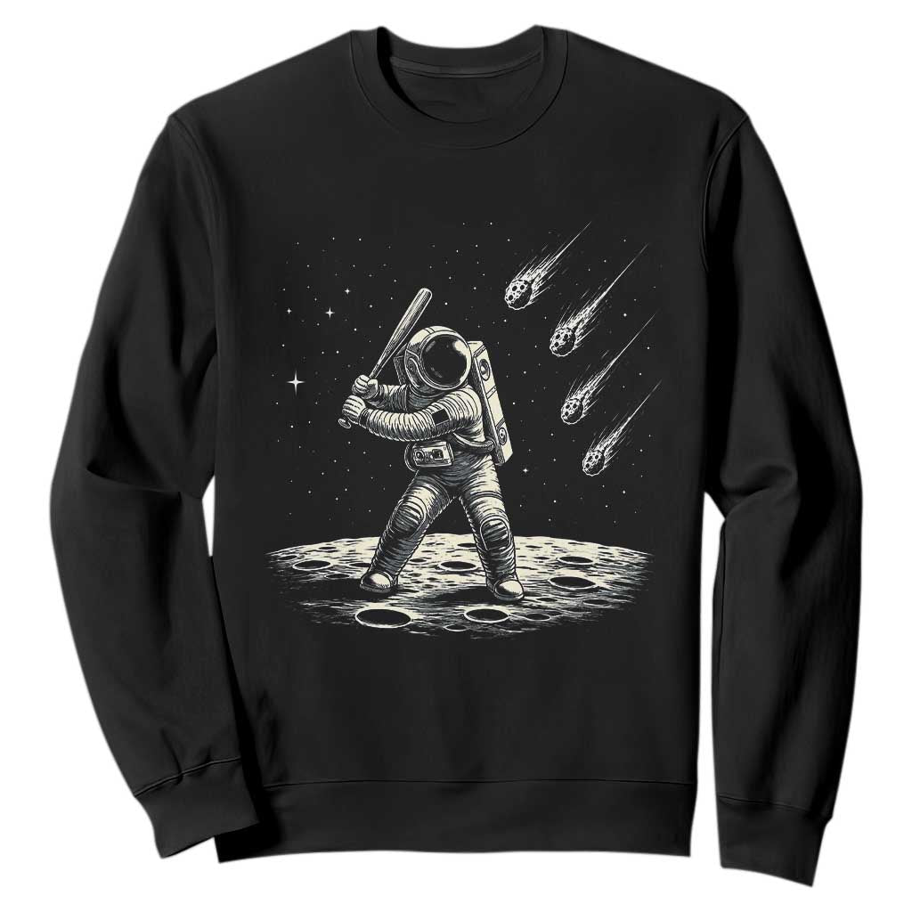 Funny Astronaut Smashing Meteors In Space Sweatshirt Astronomy Lover Gift TS12 Black Print Your Wear