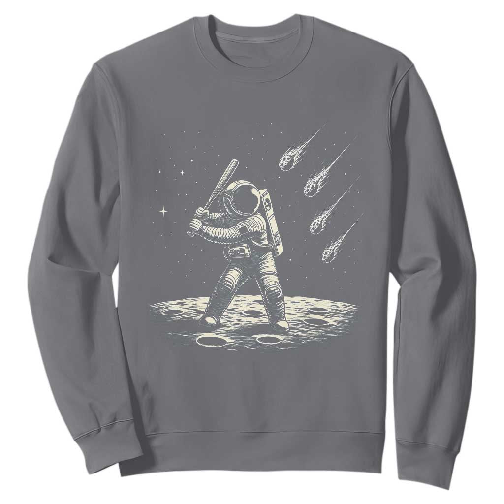 Funny Astronaut Smashing Meteors In Space Sweatshirt Astronomy Lover Gift TS12 Charcoal Print Your Wear
