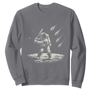 Funny Astronaut Smashing Meteors In Space Sweatshirt Astronomy Lover Gift TS12 Charcoal Print Your Wear