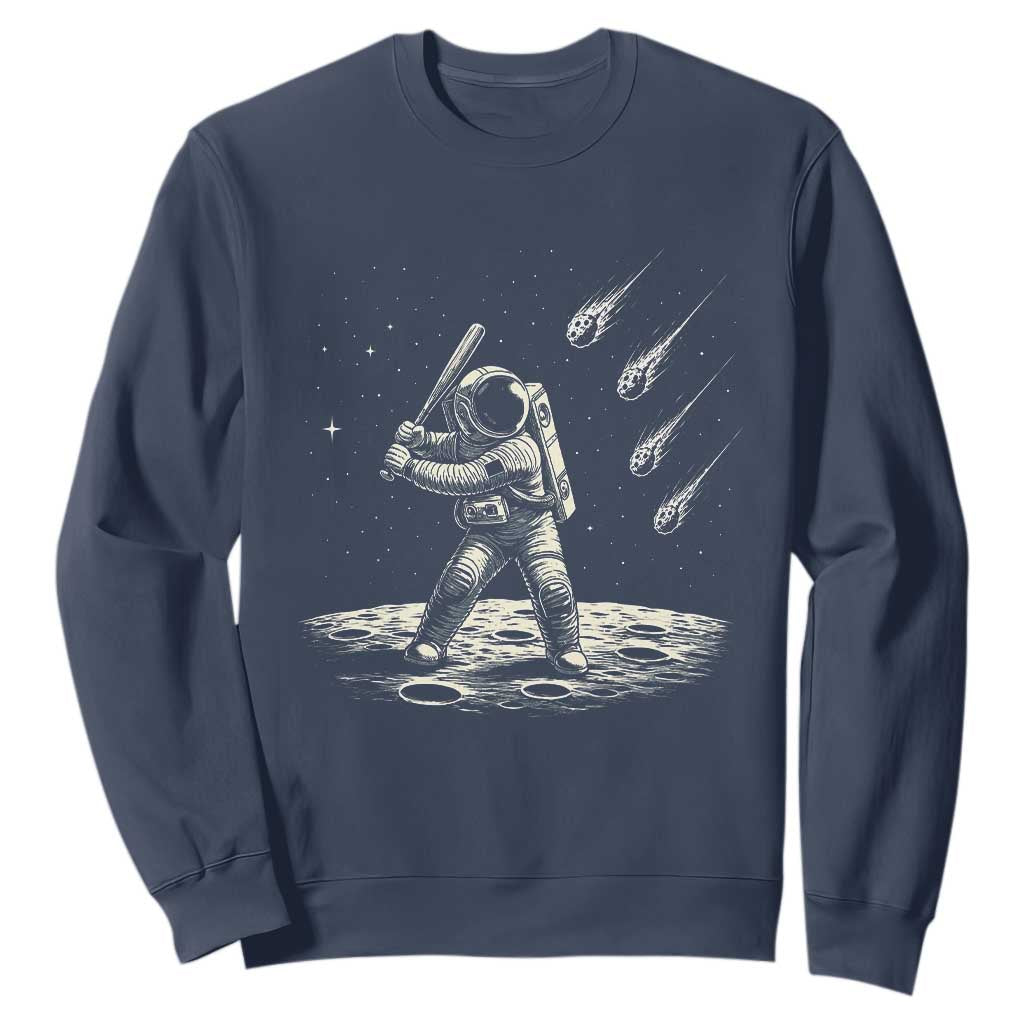 Funny Astronaut Smashing Meteors In Space Sweatshirt Astronomy Lover Gift TS12 Navy Print Your Wear