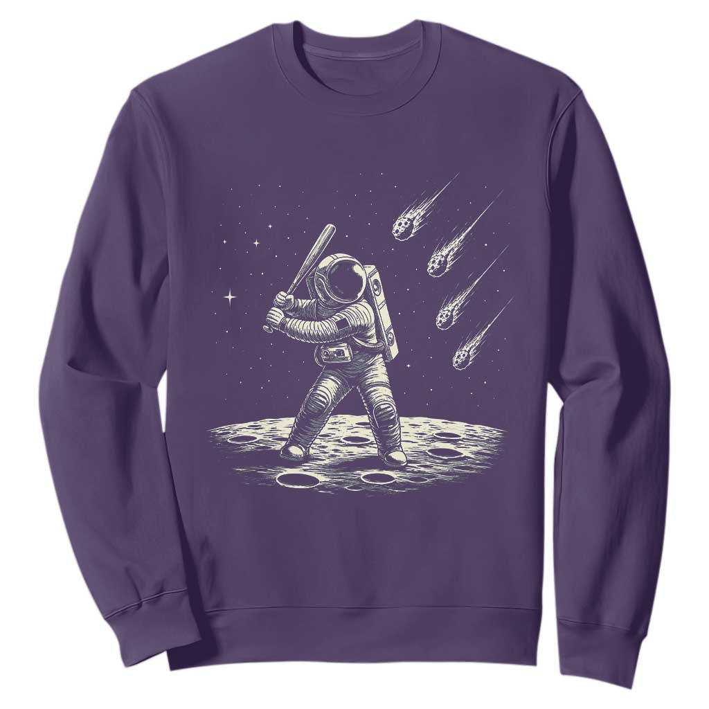 Funny Astronaut Smashing Meteors In Space Sweatshirt Astronomy Lover Gift TS12 Purple Print Your Wear