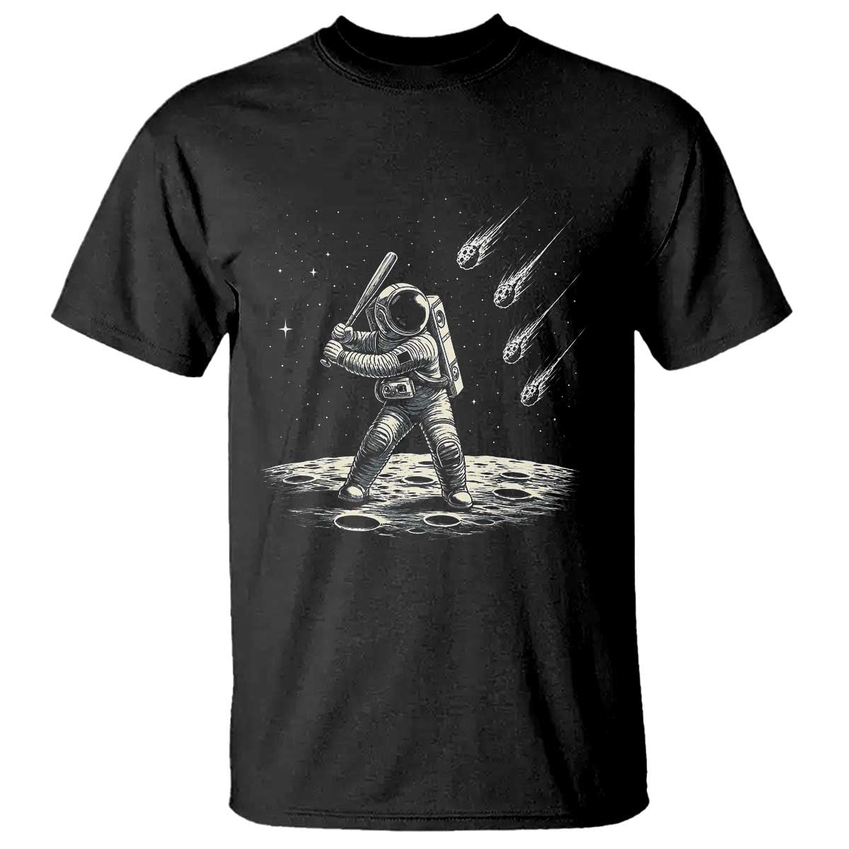 Funny Astronaut Smashing Meteors In Space T Shirt Astronomy Lover Gift TS12 Black Print Your Wear