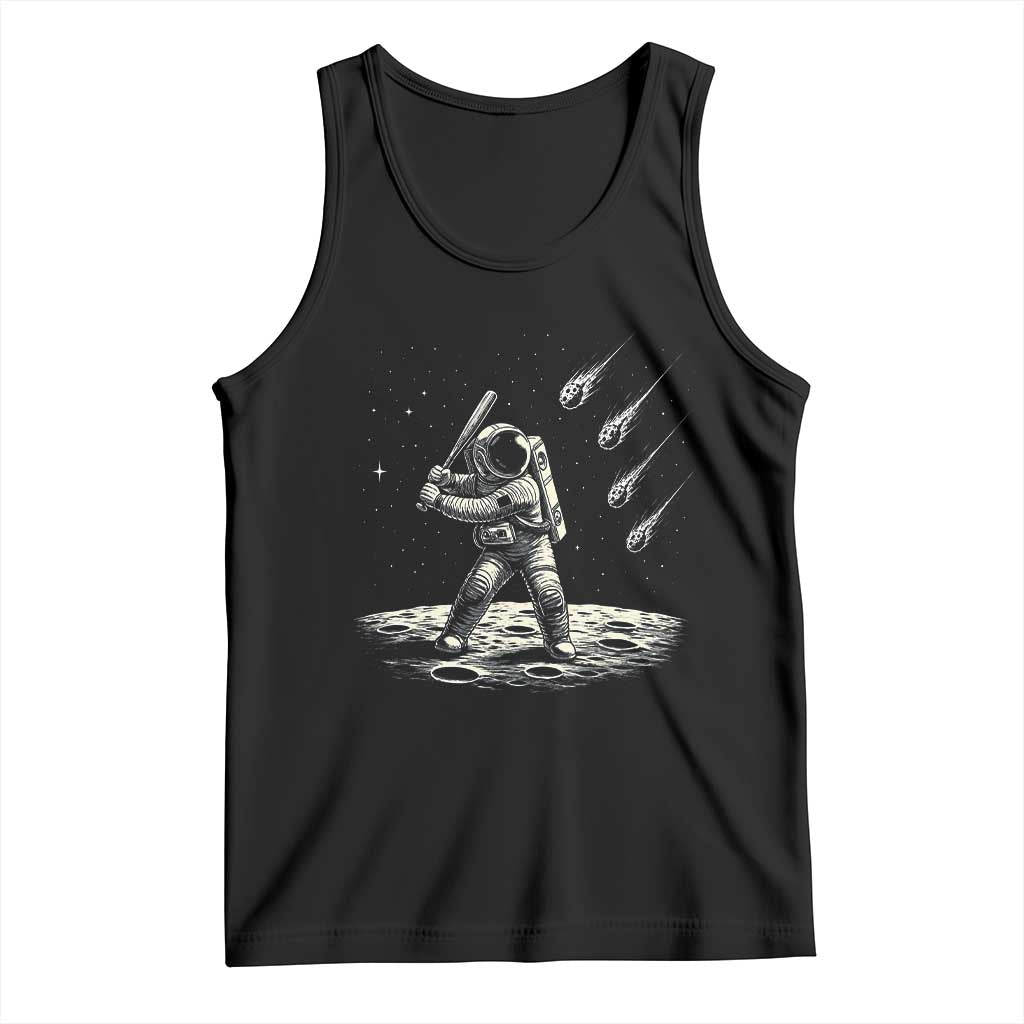 Funny Astronaut Smashing Meteors In Space Tank Top Astronomy Lover Gift TS12 Black Print Your Wear