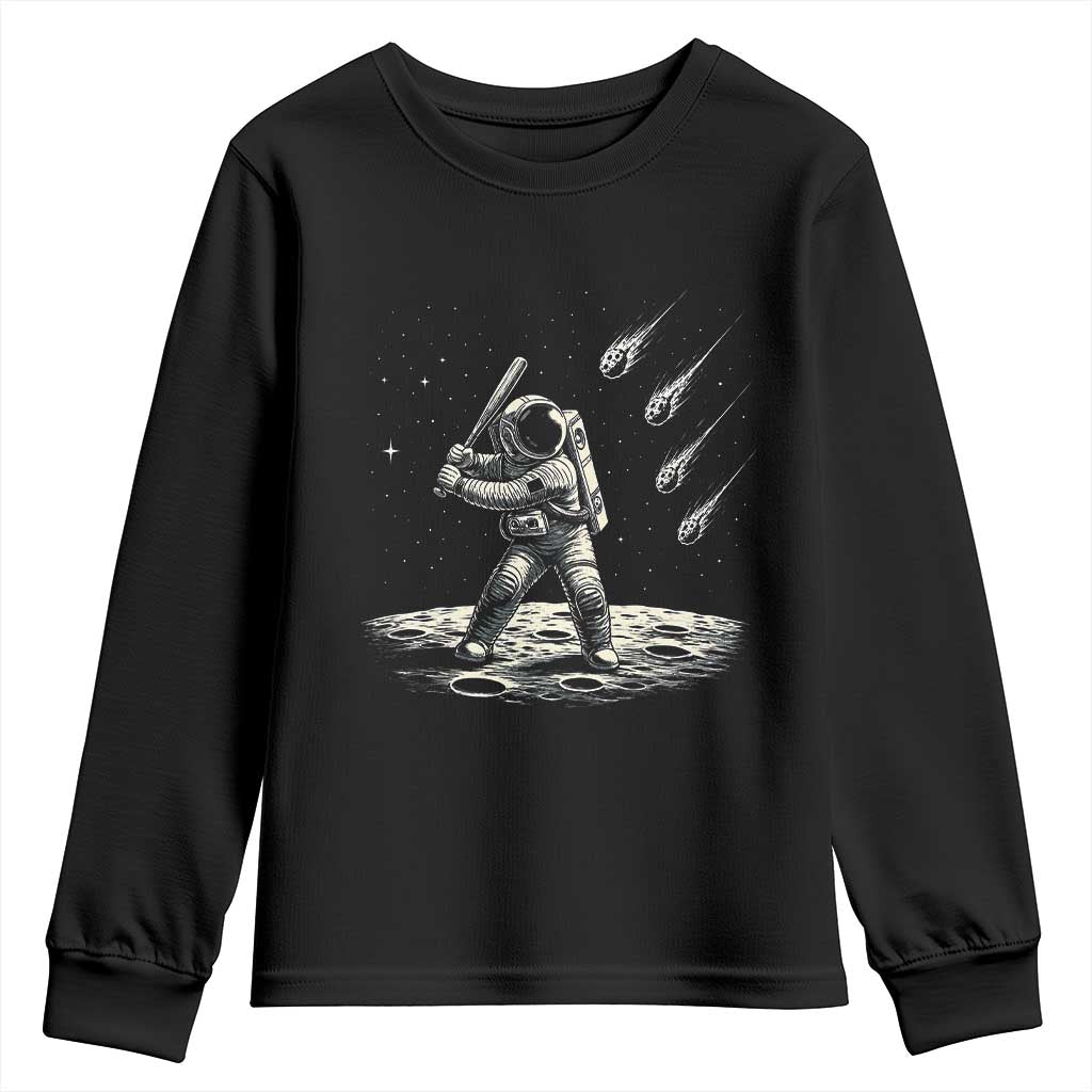 Funny Astronaut Smashing Meteors In Space Youth Sweatshirt Astronomy Lover Gift TS12 Black Print Your Wear