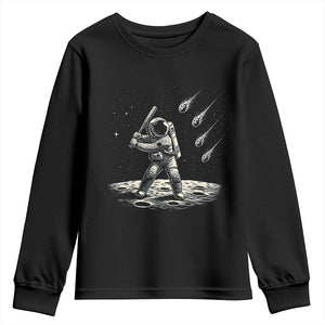Funny Astronaut Smashing Meteors In Space Youth Sweatshirt Astronomy Lover Gift TS12 Black Print Your Wear