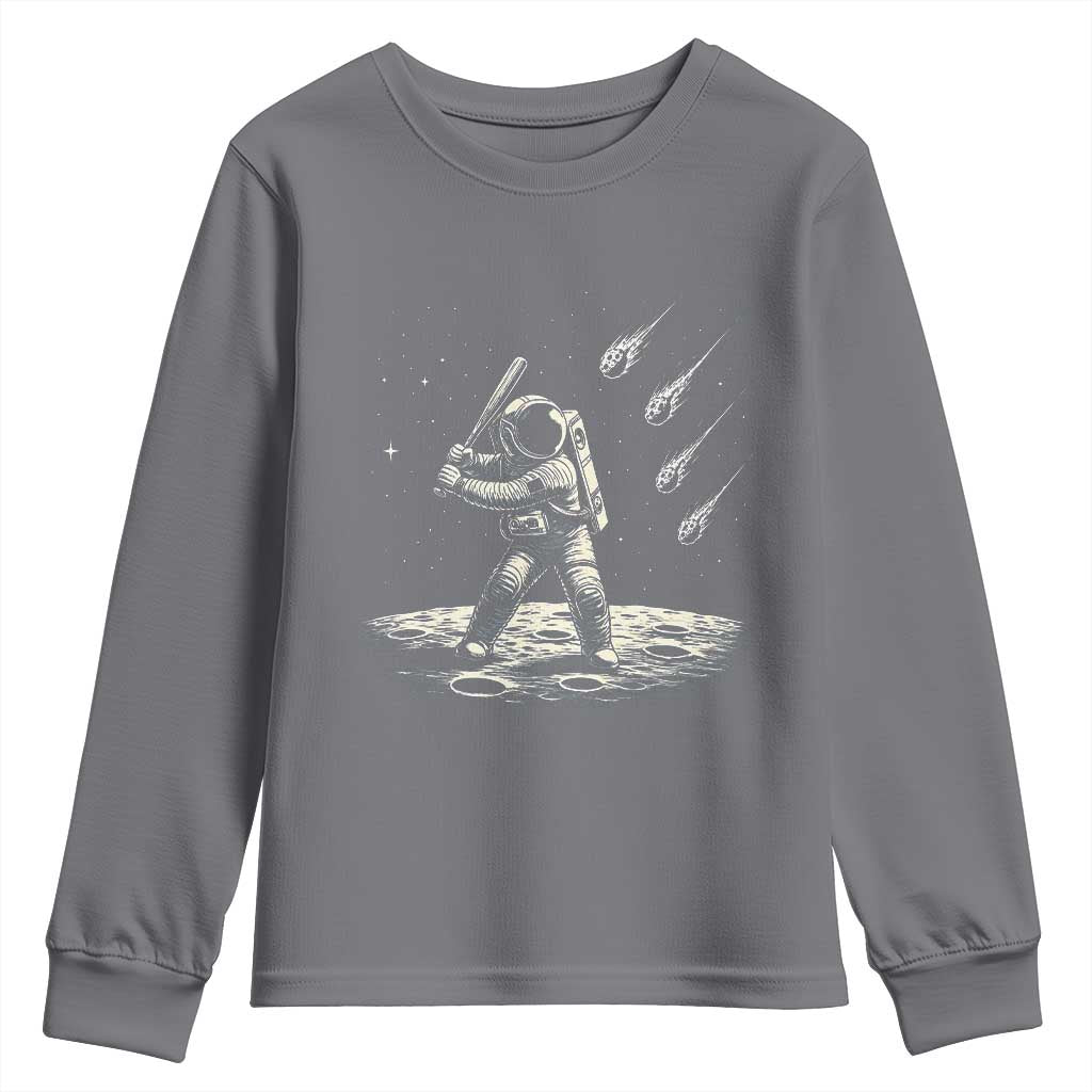 Funny Astronaut Smashing Meteors In Space Youth Sweatshirt Astronomy Lover Gift TS12 Charcoal Print Your Wear