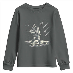Funny Astronaut Smashing Meteors In Space Youth Sweatshirt Astronomy Lover Gift TS12 Dark Heather Print Your Wear