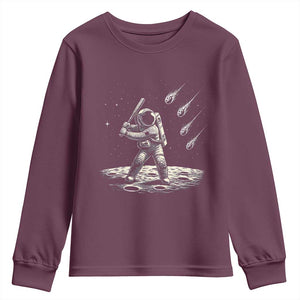 Funny Astronaut Smashing Meteors In Space Youth Sweatshirt Astronomy Lover Gift TS12 Maroon Print Your Wear
