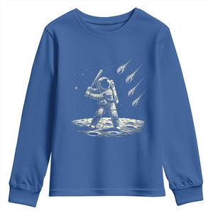 Funny Astronaut Smashing Meteors In Space Youth Sweatshirt Astronomy Lover Gift TS12 Royal Blue Print Your Wear