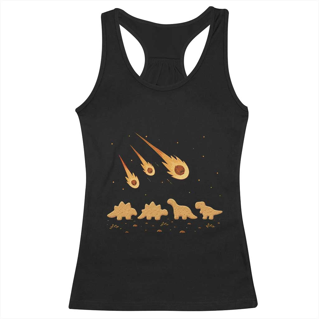 Funny Dino Chicken Nuggets Meteor Shower Racerback Tank Top Food Lover TS12 Black Print Your Wear