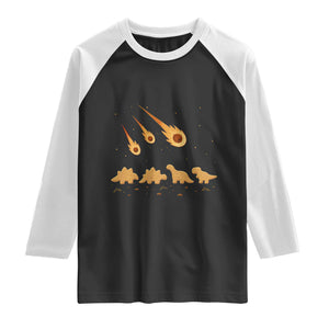 Funny Dino Chicken Nuggets Meteor Shower Raglan Shirt Food Lover TS12 Black White Print Your Wear