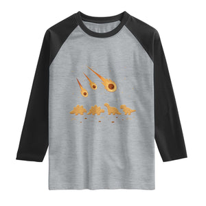 Funny Dino Chicken Nuggets Meteor Shower Raglan Shirt Food Lover TS12 Heather Gray Black Print Your Wear