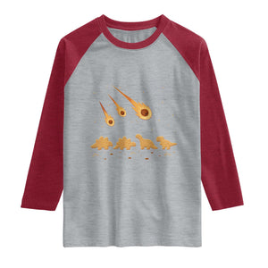 Funny Dino Chicken Nuggets Meteor Shower Raglan Shirt Food Lover TS12 Heather Gray Heather Red Print Your Wear
