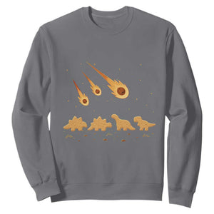 Funny Dino Chicken Nuggets Meteor Shower Sweatshirt Food Lover TS12 Charcoal Print Your Wear