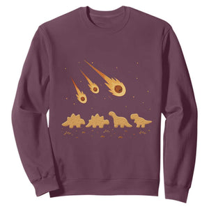 Funny Dino Chicken Nuggets Meteor Shower Sweatshirt Food Lover TS12 Maroon Print Your Wear