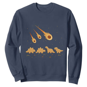 Funny Dino Chicken Nuggets Meteor Shower Sweatshirt Food Lover TS12 Navy Print Your Wear