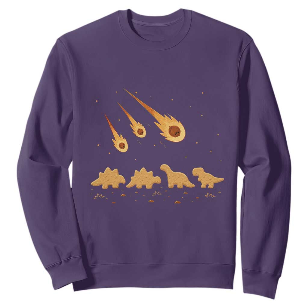 Funny Dino Chicken Nuggets Meteor Shower Sweatshirt Food Lover TS12 Purple Print Your Wear