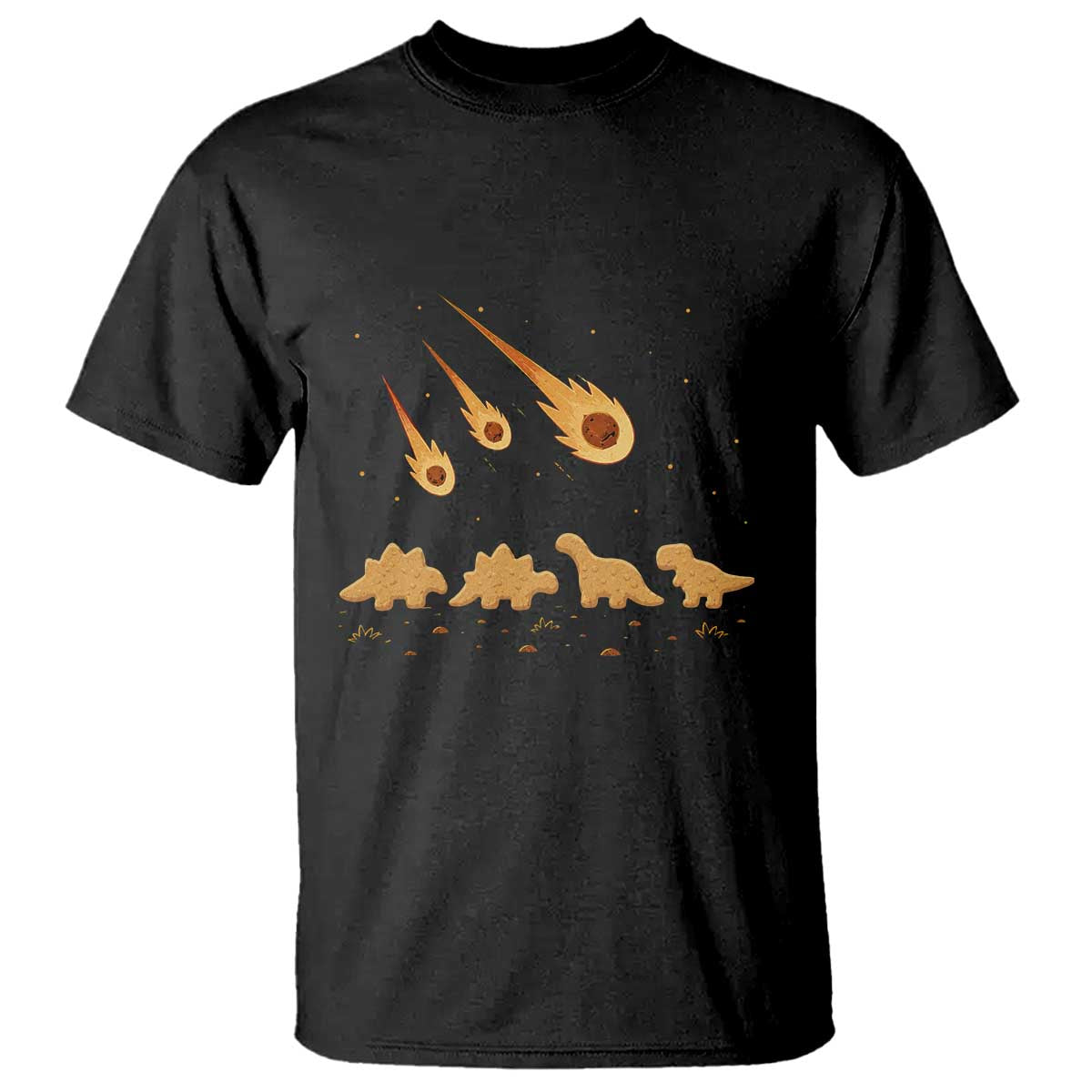 Funny Dino Chicken Nuggets Meteor Shower T Shirt Food Lover TS12 Black Print Your Wear